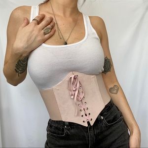 Pink Lace Up Corset Belt